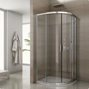 Cabina de dus semirotunda cu usi glisante SanSwiss Salia SALR 90x90 sticla securizata 6mm