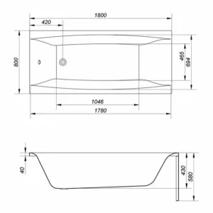 Cada dreptunghiulara Virgo Cersanit 180x80 cm