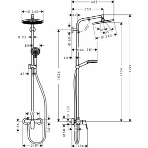 Coloana de dus cu baterie monocomanda Hansgrohe Crometta S240