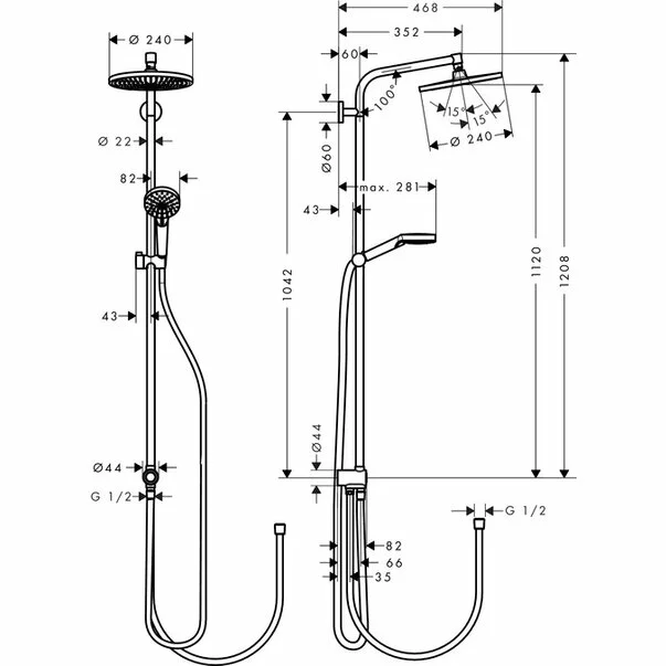 coloana-de-dus-hansgrohe-crometta-s240-1jet-reno-ecosmart-16836-2.webp