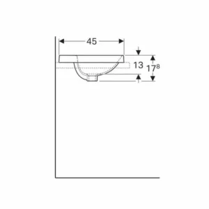 LAVOAR ÎNCORPORAT GEBERIT VARIFORM, DREPTUNGHIULAR, CU BANC CU ORIFICII DE ROBINET B-55CM,T-45CM,PREAPLIN VIZIBIL, GLAZURAT ALB