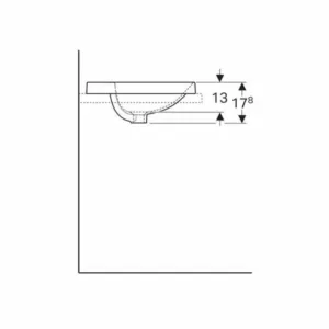 LAVOAR ÎNCORPORAT GEBERIT VARIFORM, ROTUND, CU BANC CU ORIFICII DE ROBINET D-48CM, PREAPLIN VIZIBIL, GLAZURAT ALB