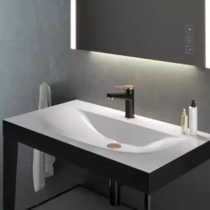 BATERIE LAVOAR SEPPIA CU VENTIL CLICK-CLACK, NEGRU-ROZ AURIU