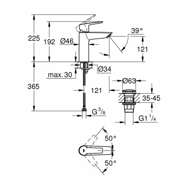 baterie-lavoar-grohe-start-negru-mat-cu-ventil-click-clack-201429-2.webp