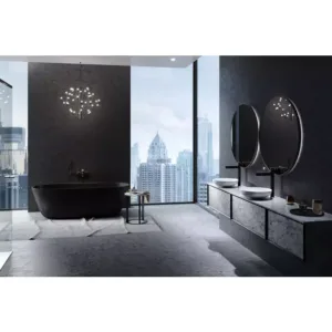 BATERIE LAVOAR INALTA ZAFFIRO CU VENTIL CLICK-CLACK, NEGRU-ROZ AURIU