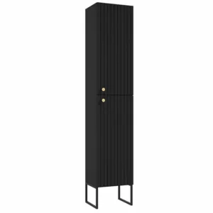 COLOANA FUEGO SUSPENDATA, 37x170x31.8 CM, O USA SOFT-CLOSE, 4 RAFTURI STICLA , FARA MANERE, NEGRU MAT
