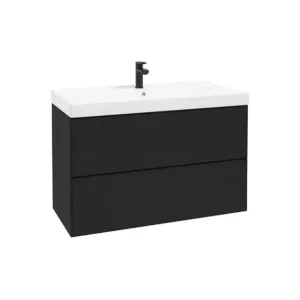 MOBILIER MO-RE 100, SUSPENDAT, 100X60X45.1 CM, DOUA SERTARE SOFT-CLOSE, FARA MANERE, NEGRU MAT