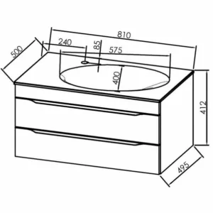 Set dulap suspendat si lavoar KolpaSan Malaya gri inchis 80 cm