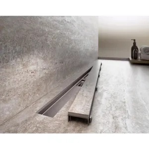 CANAL DE SCURGERE APZ115 MARBLE LOW, FARA MARGINE, CU SUPORT PENTRU INCASTRAREA PLACILOR , 750MM, OTEL INOXIDABIL MAT