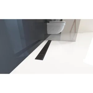 CANAL DE SCURGERE APZ10 BLACK SIMPLE CU GRATAR PERFORAT, 550MM, OTEL INOXIDABIL NEGRU MAT