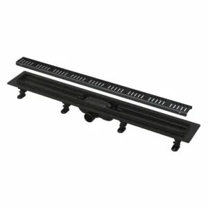 CANAL DE SCURGERE APZ10 BLACK SIMPLE CU GRATAR PERFORAT, 650MM, OTEL INOXIDABIL NEGRU MAT
