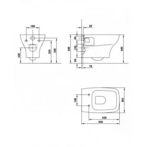 SET VAS WC STREET SQUARE RIMLESS SUSPENDAT CU CAPAC SUBTIRE SOFT CLOSING