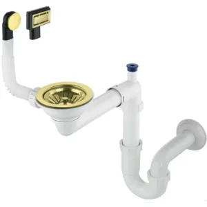 Sifon pentru chiuveta cu o cuva Deante cu buton pop-up auriu periat