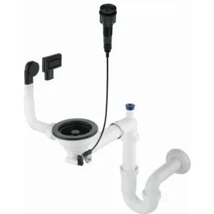 Sifon pentru chiuveta cu o cuva Deante cu buton pop-up negru