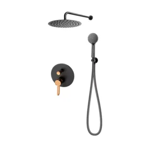 SISTEM DUS 6 IN 1 ZAFFIRO, BATERIE INCASTRATA 2 IESIRI, CAP DUS FIX, BRAT, PARA, FURTUN SI RACORD PENTRU BATERIE INCASTRATA, NEGRU-ROZ AURIU