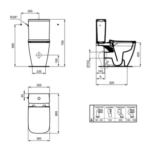 VAS WC I.LIFE B, RIMLESS+, 66X35.5 CM, EVACUARE LATERALA, GRI LUCIOS